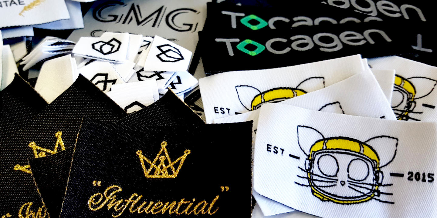 Custom woven labels for branded apparel